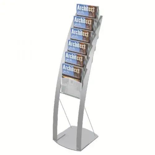 Silver Six Pocket Literature Floor Stand